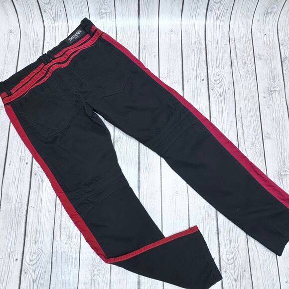 Men’s Balmain Black and Red Stripe Biker Jeans Size 32 - Picture 4 of 5